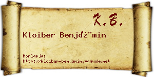 Kloiber Benjámin névjegykártya